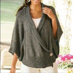 Soft Surroundings Chiang Mai Cardigan Women Size L/XL Brown Raglan Sleeves Knit